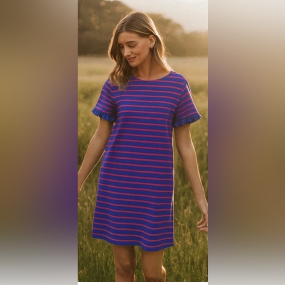 Tory Burch Blue and Purple Striped Dress